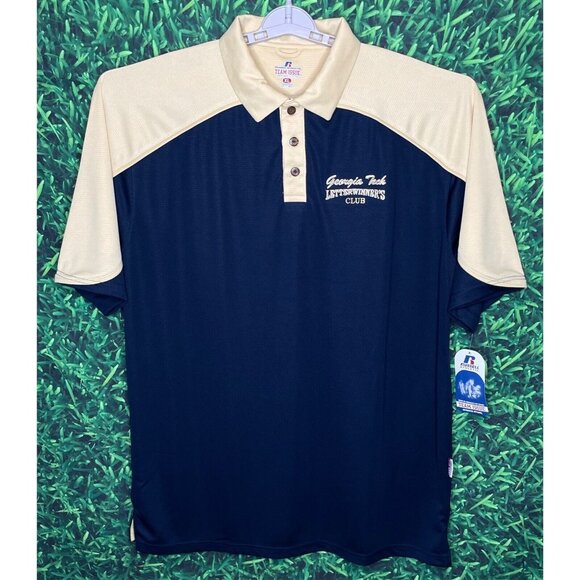 NWT Georgia Tech Yellow Jackets GT Letterwinners Club Polo Shirt XL Blue Gold - Picture 2 of 6